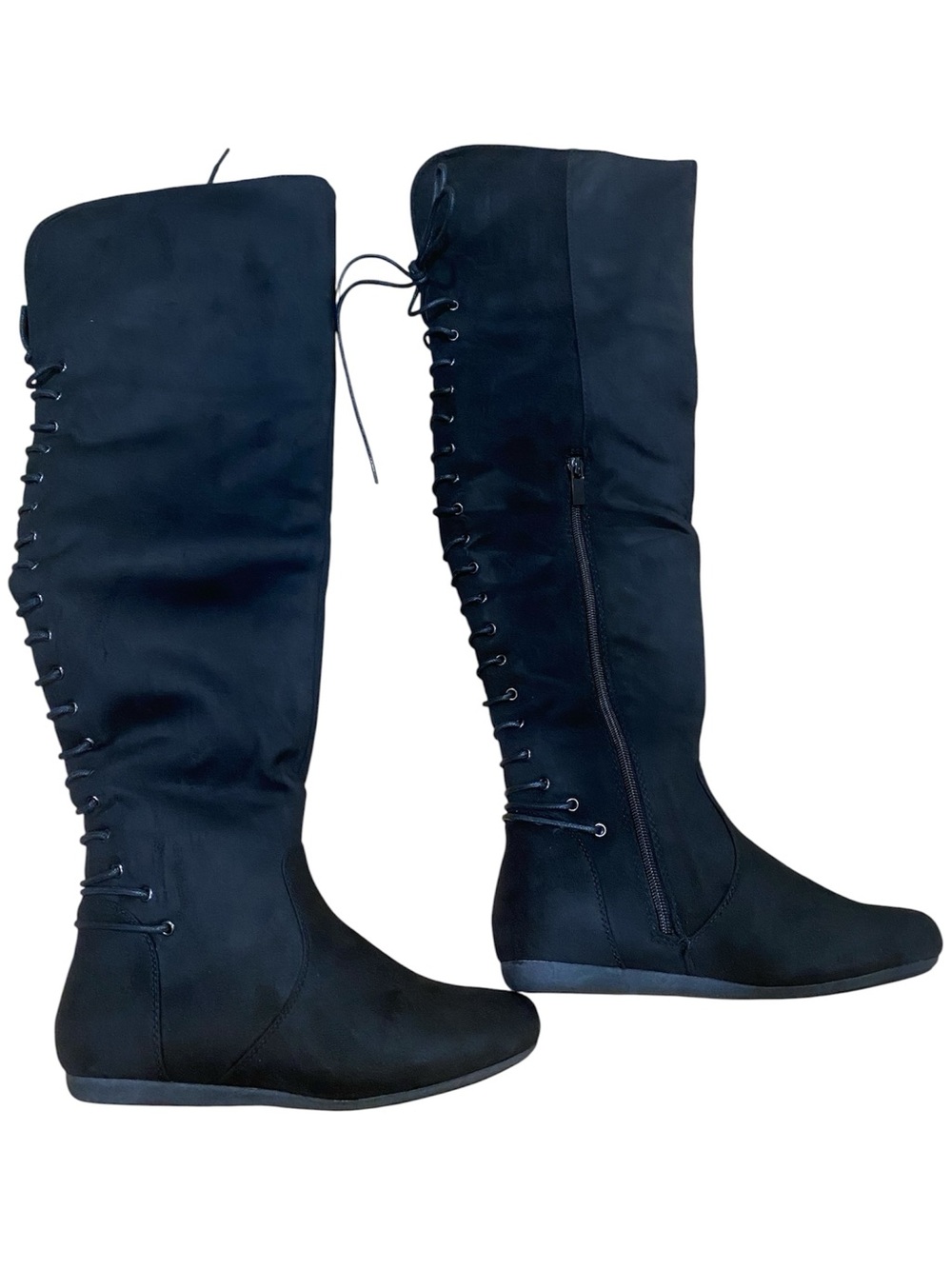 Top Moda Over The Knee Faux Suede Lace Up Boots